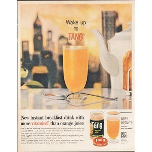 1959 Wake up to TANG Breakfast Drink Vintage Print Ad Skyline City Wall Art 50s